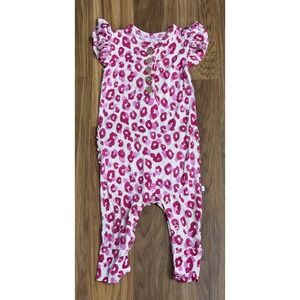 Posh Peanut Baby Girls 6-9 Months Cheetah/Leopard Ruffle Bum Outfit Pink